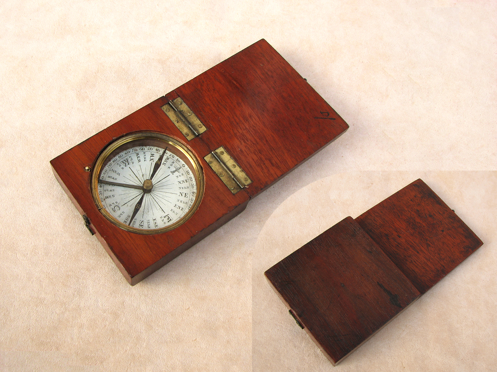 Victorian mahogany cased pocket compass circa 1880